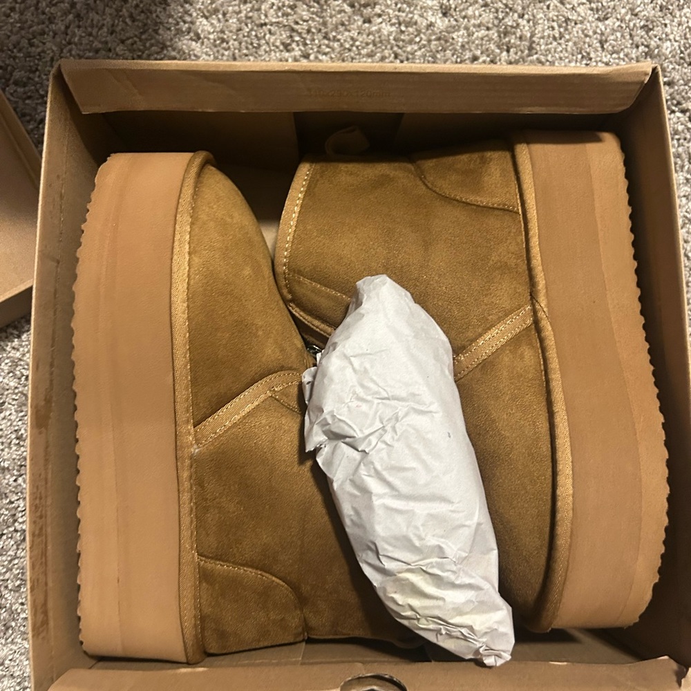 Tan Suede Ankle-High Boots